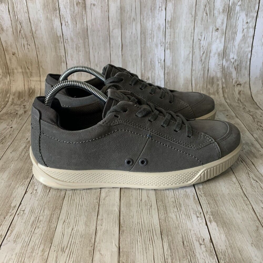 Ecco Byway Dark Shadow Sneakers Leather Low Top Lace‎ Up Gray Men Size 7